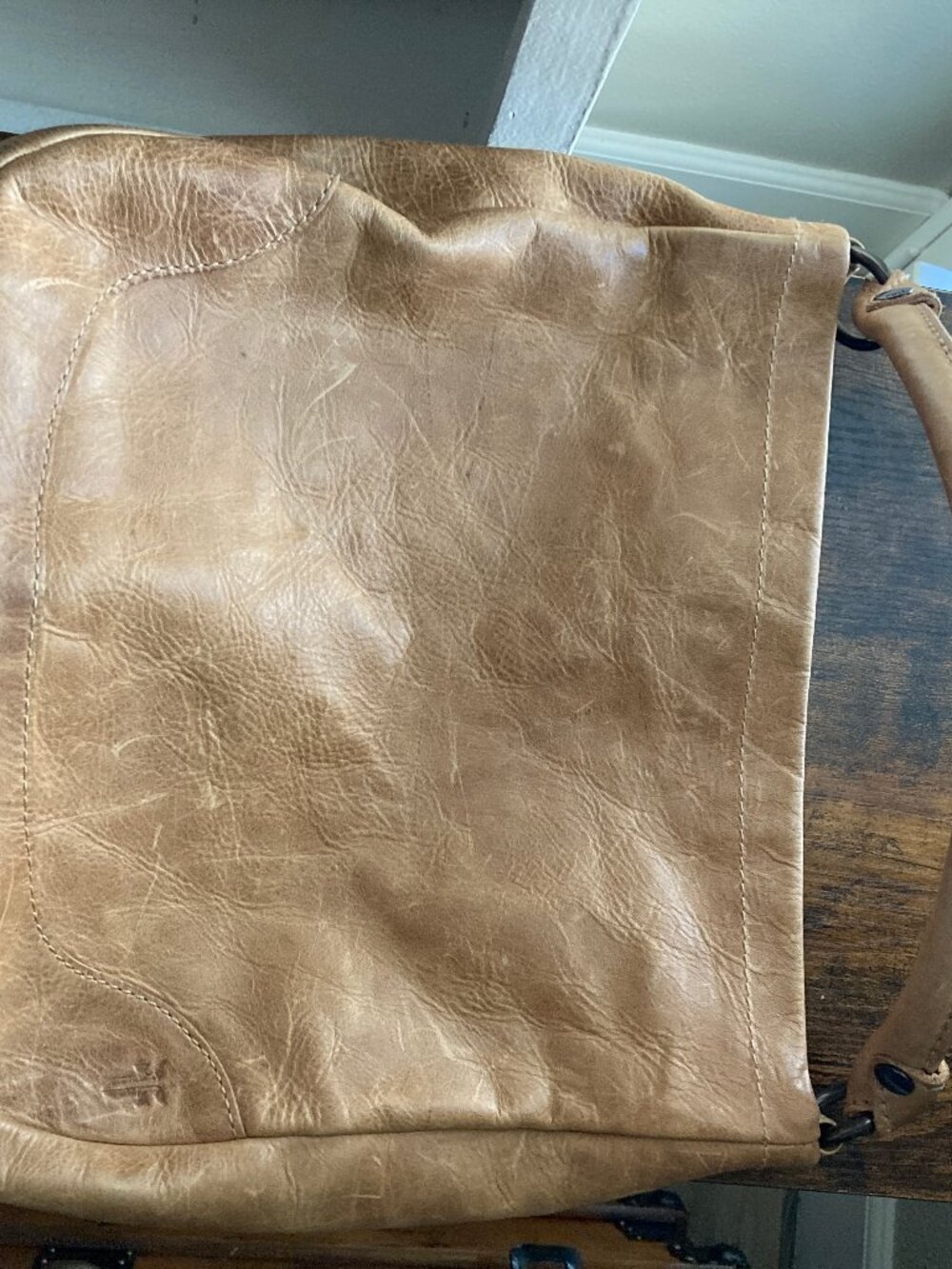 FryeMelissa Genuine Beige Leather Slouchy Hobo Shoulder Bag Org. $388 - Picture 8 of 9